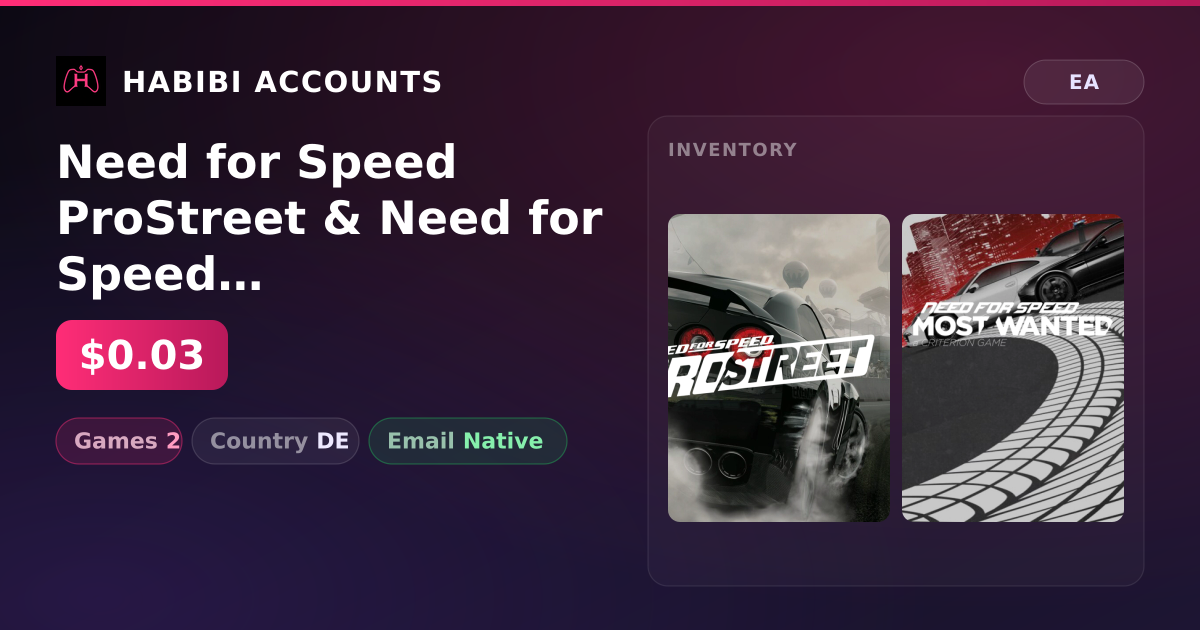 Need for Speed ProStreet & Need for Speed Most Wanted | 2 Games — HabibiAccounts