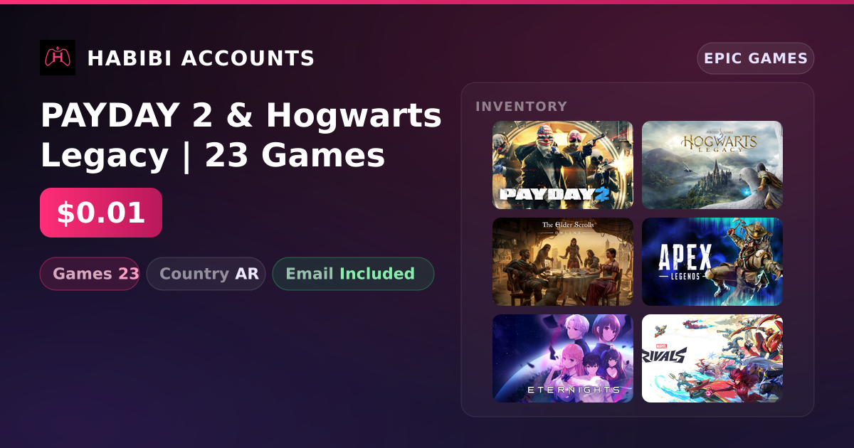 PAYDAY 2 & Hogwarts Legacy | 23 Games — HabibiAccounts