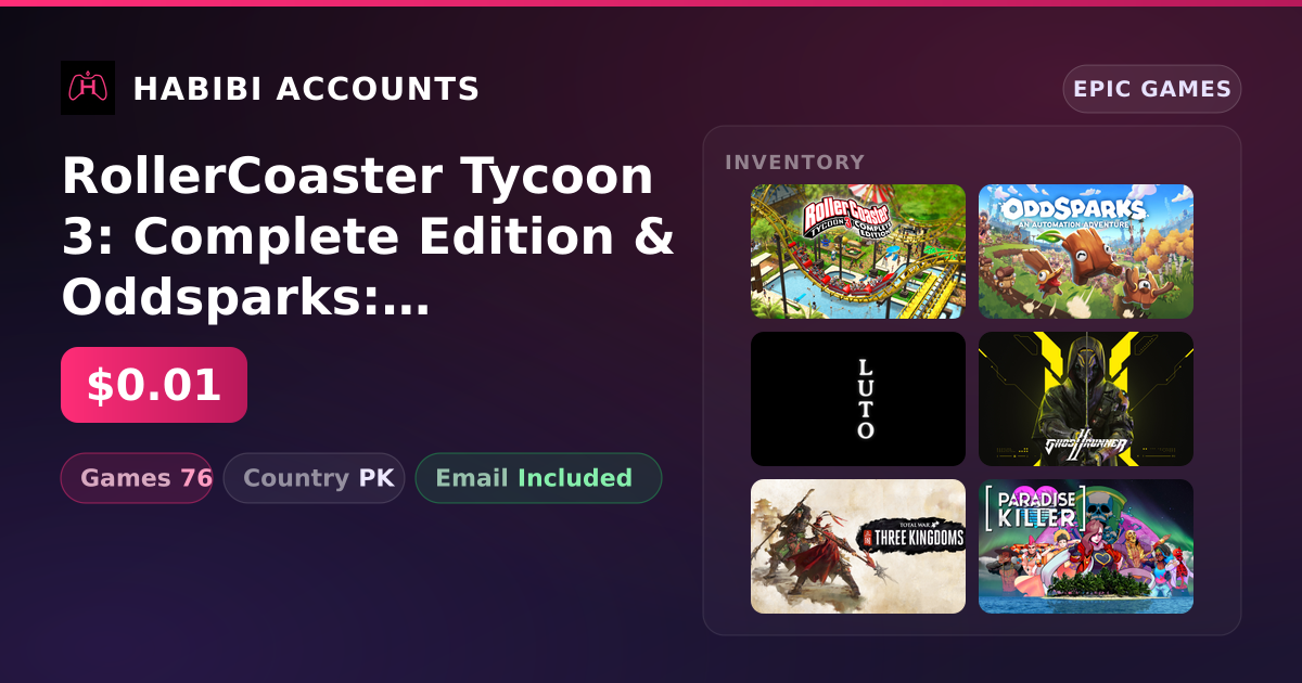 RollerCoaster Tycoon 3: Complete Edition & Oddsparks: An Automation Adventure | 76 Games — HabibiAccounts