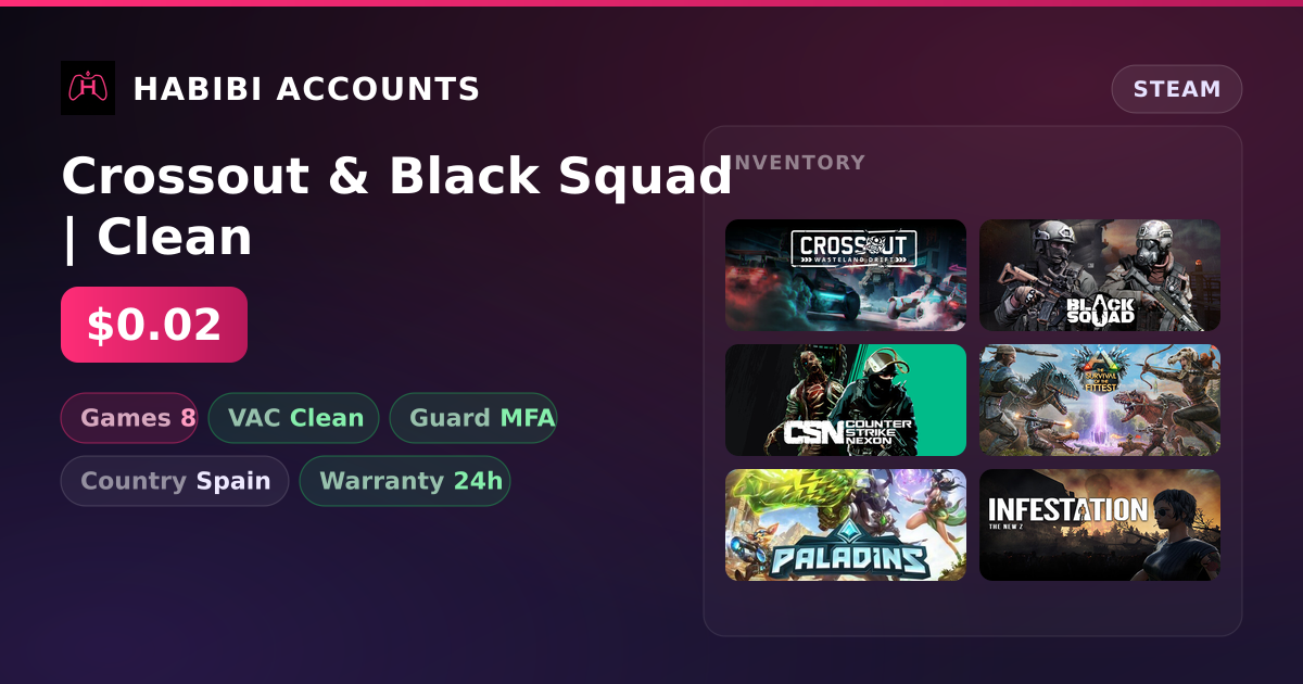 Crossout & Black Squad | Clean — HabibiAccounts