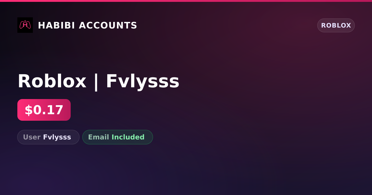 Roblox | Fvlysss — HabibiAccounts