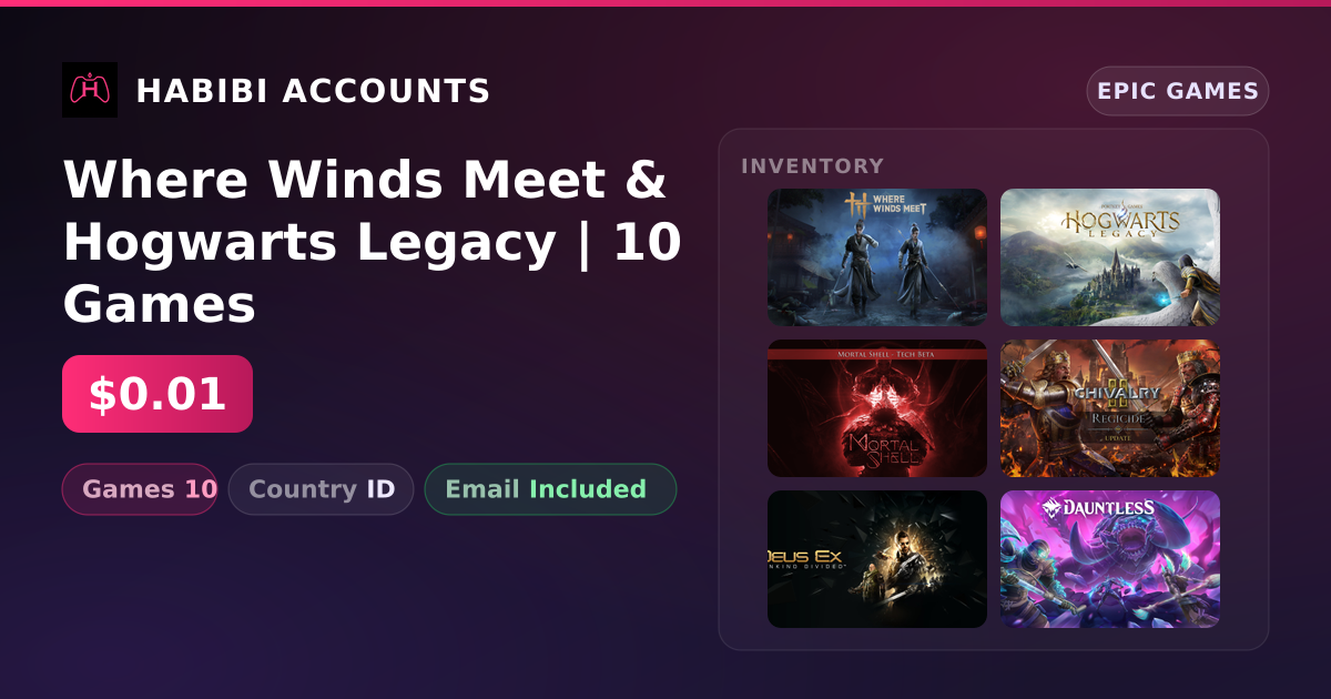 Where Winds Meet & Hogwarts Legacy | 10 Games — HabibiAccounts