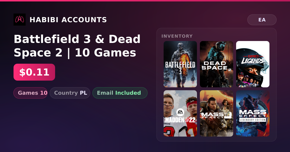 Battlefield 3 & Dead Space 2 | 10 Games — HabibiAccounts