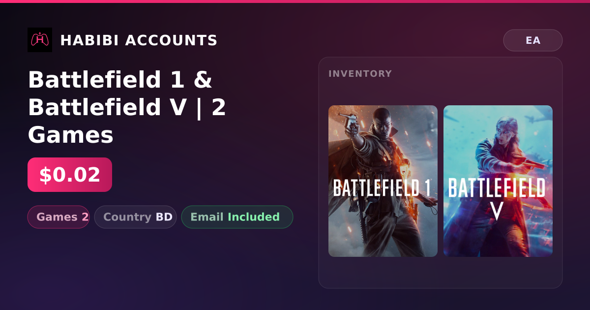 Battlefield 1 & Battlefield V | 2 Games — HabibiAccounts