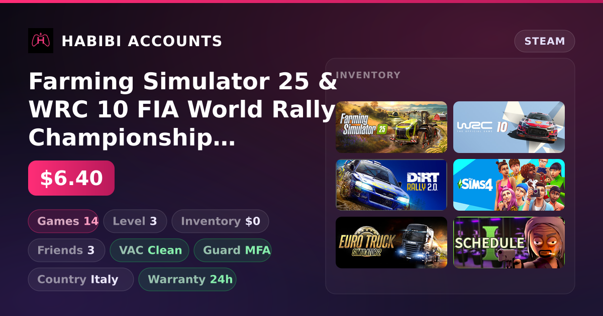 Farming Simulator 25 & WRC 10 FIA World Rally Championship | 14 Games | Clean
