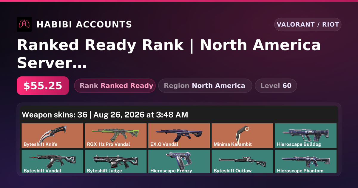 Ranked Ready Rank | North America Server | 36 Skins | 2 Knives | Level 60