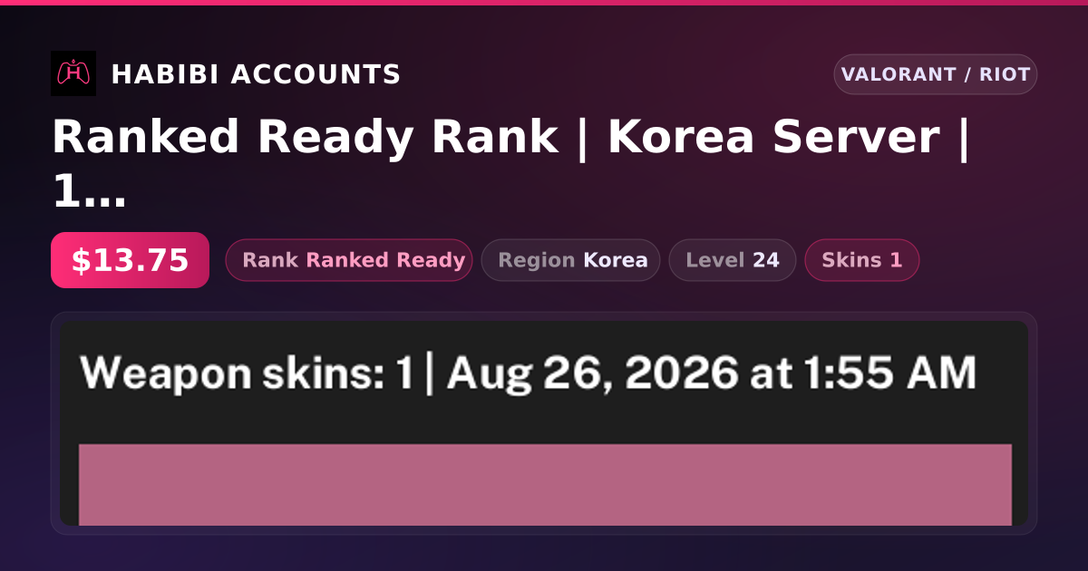 Ranked Ready Rank | Korea Server | 1 Skins | Level 24 — HabibiAccounts