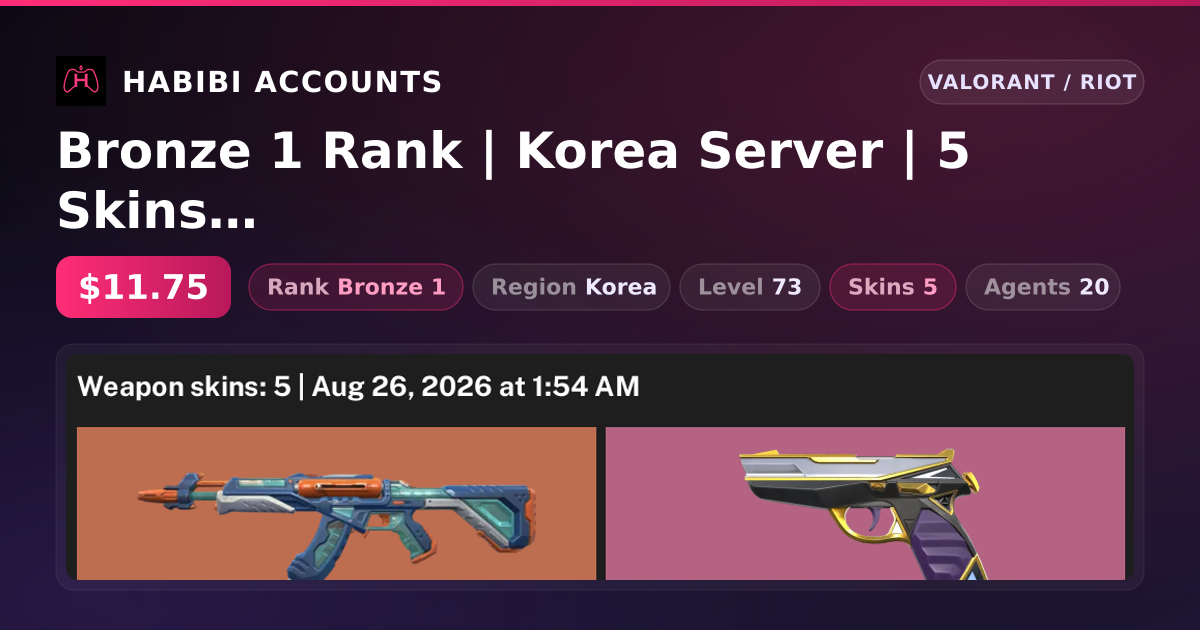 Bronze 1 Rank | Korea Server | 5 Skins | Level 73 — HabibiAccounts