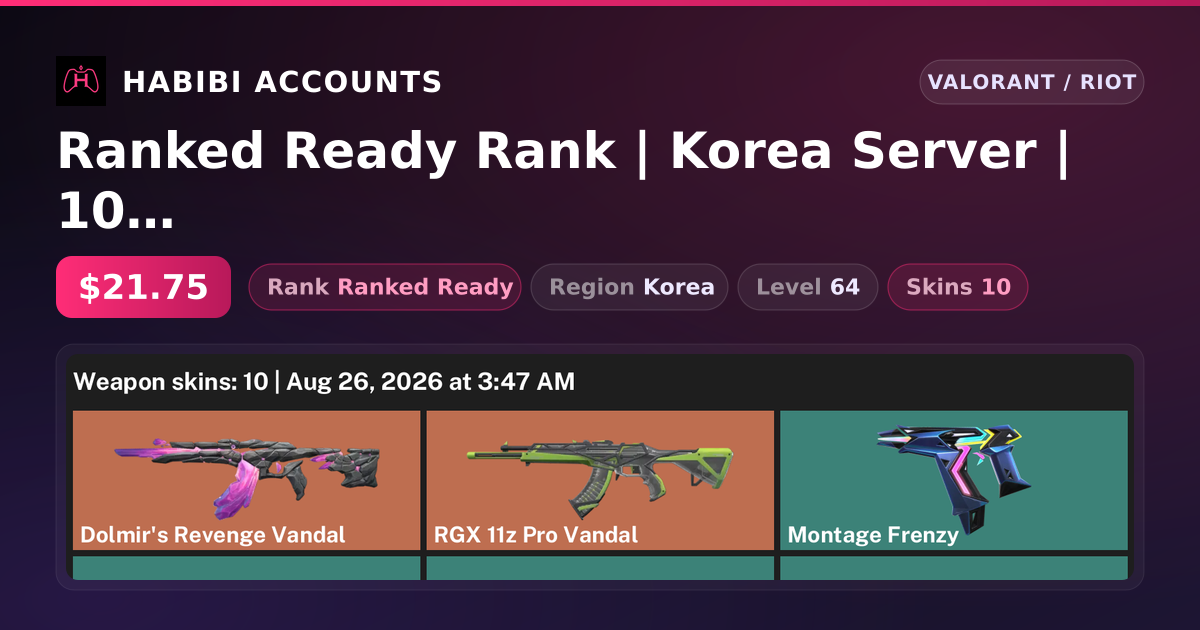 Ranked Ready Rank | Korea Server | 10 Skins | Level 64 — HabibiAccounts