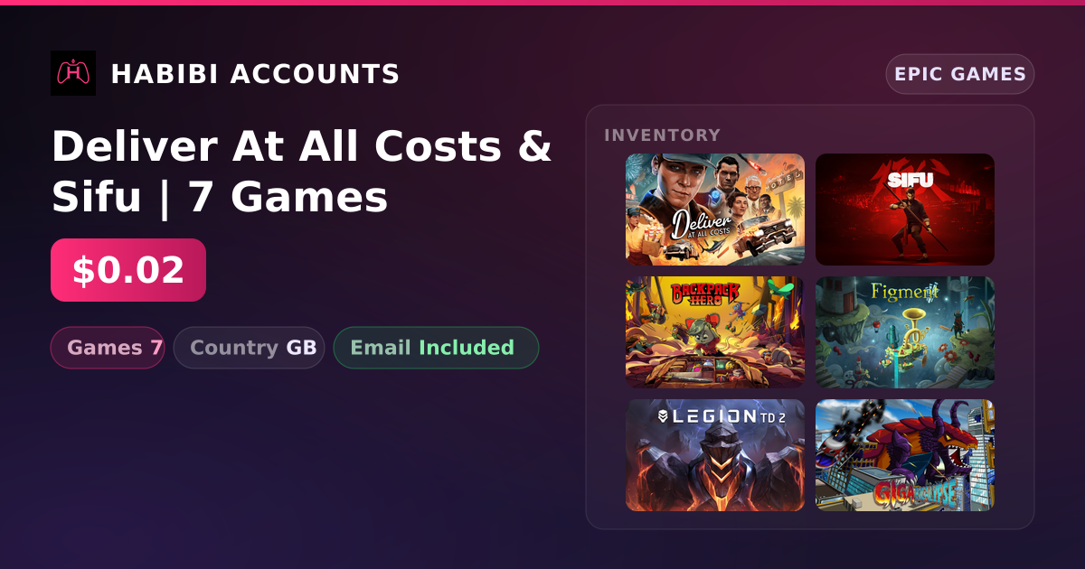 Deliver At All Costs & Sifu | 7 Games — HabibiAccounts