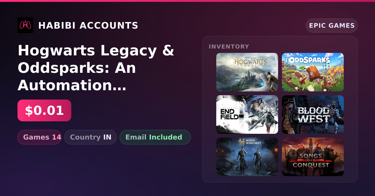 Hogwarts Legacy & Oddsparks: An Automation Adventure | 14 Games — HabibiAccounts
