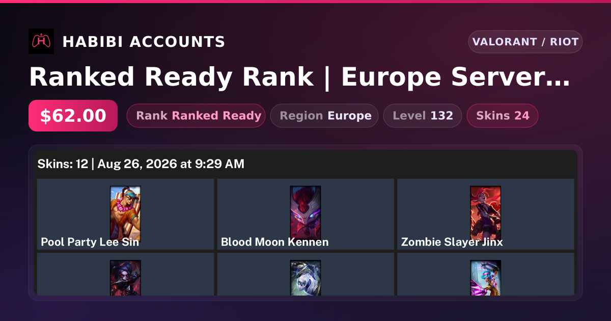 Ranked Ready Rank | Europe Server | 24 Skins | 2 Knives | Level 132 — HabibiAccounts