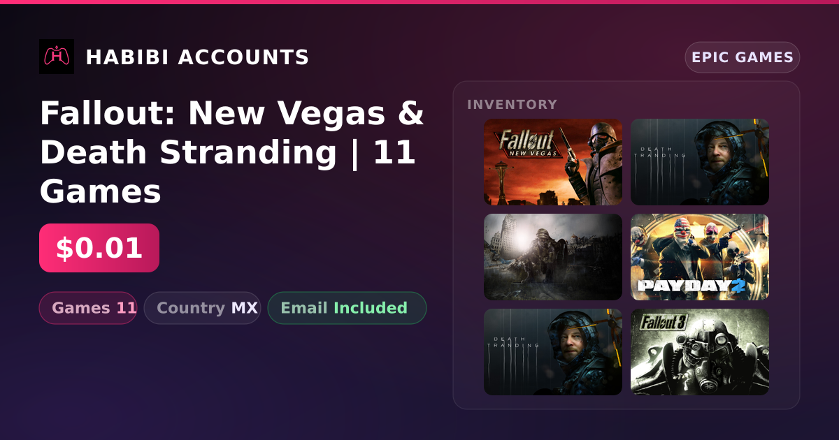 Fallout: New Vegas & Death Stranding | 11 Games — HabibiAccounts