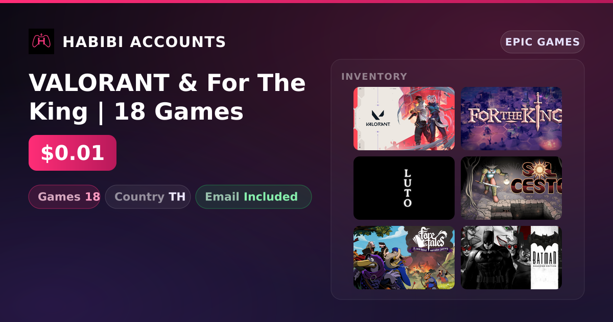 VALORANT & For The King | 18 Games — HabibiAccounts