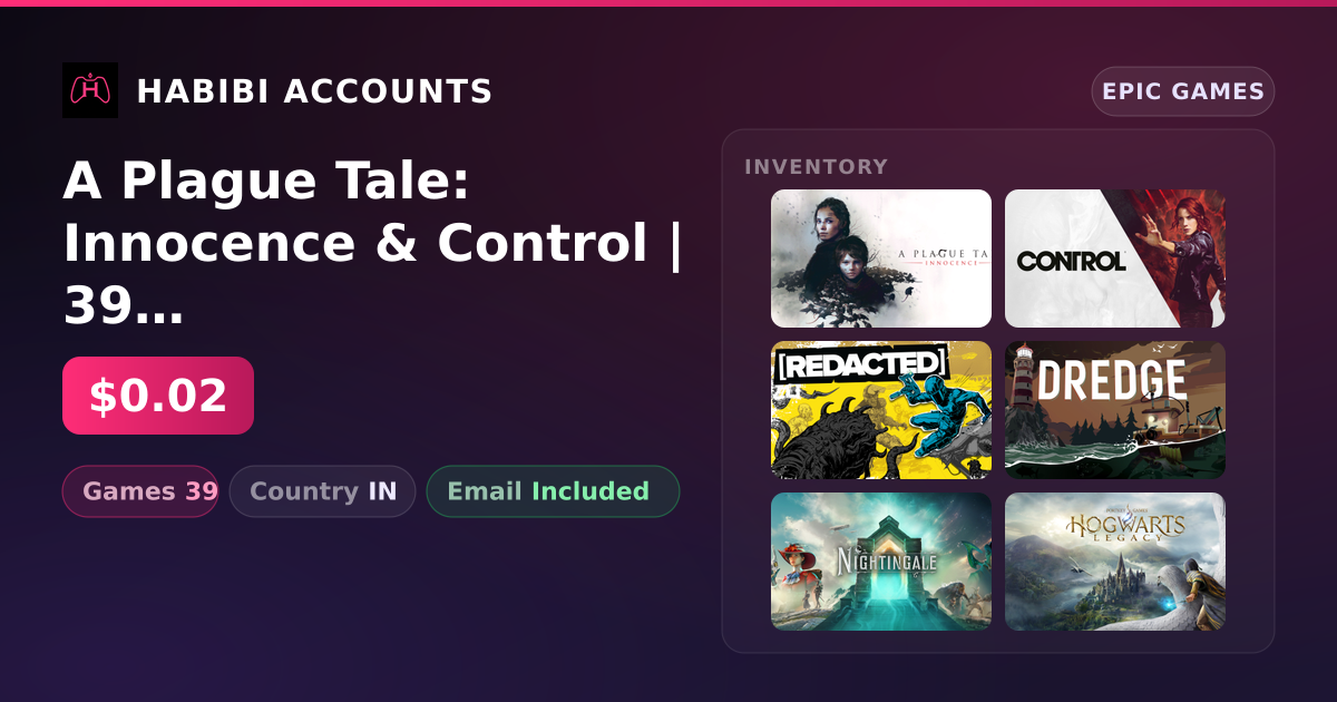 A Plague Tale: Innocence & Control | 39 Games — HabibiAccounts