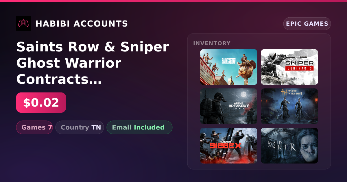 Saints Row & Sniper Ghost Warrior Contracts | 7 Games — HabibiAccounts
