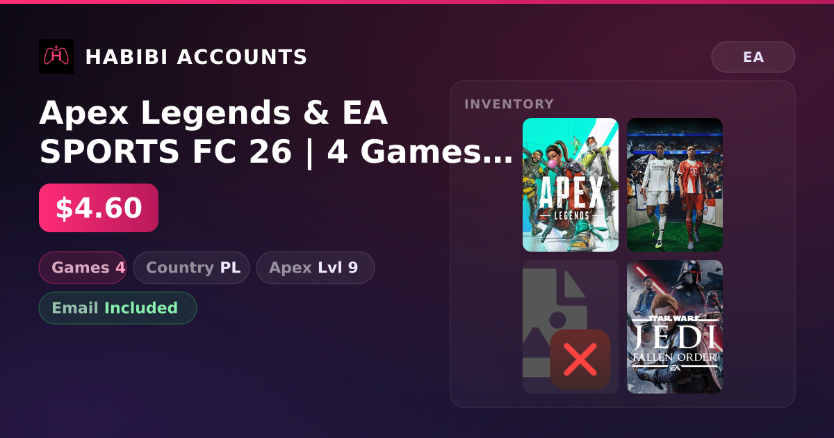 Apex Legends & EA SPORTS FC 26 | 4 Games | Apex Lvl 9 — HabibiAccounts