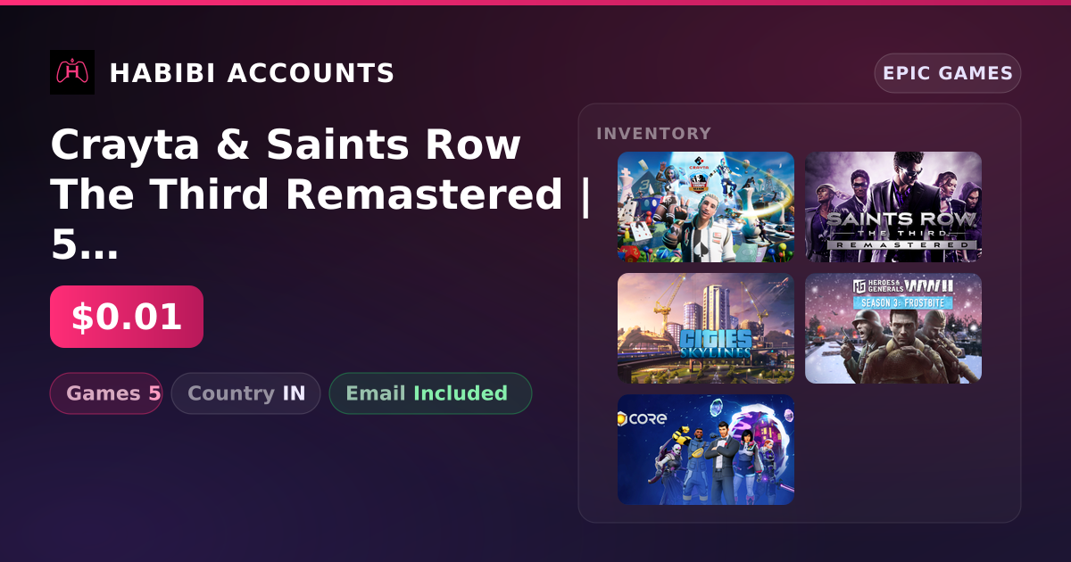 Crayta & Saints Row The Third Remastered | 5 Games — HabibiAccounts