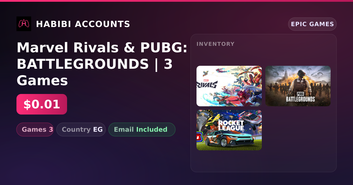 Marvel Rivals & PUBG: BATTLEGROUNDS | 3 Games — HabibiAccounts