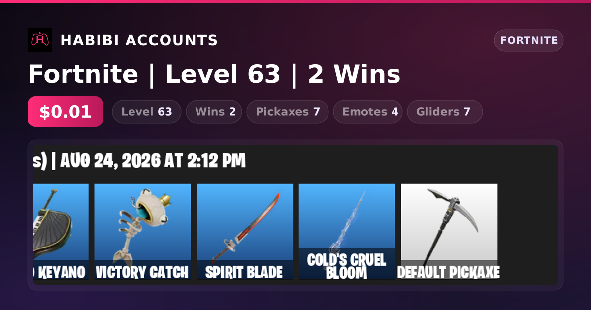 Fortnite | Level 63 | 2 Wins — HabibiAccounts