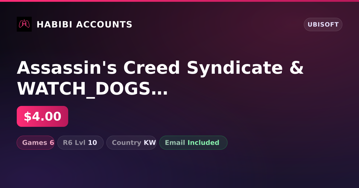 Assassin's Creed Syndicate & WATCH_DOGS 2 | 6 Games — HabibiAccounts