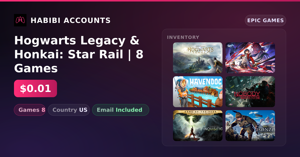 Hogwarts Legacy & Honkai: Star Rail | 8 Games — HabibiAccounts
