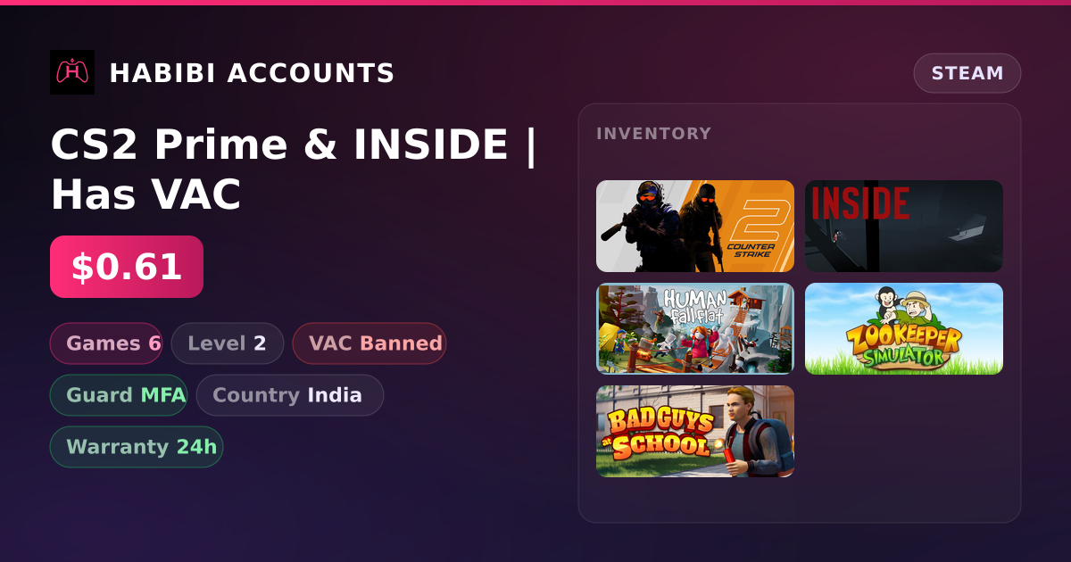 CS2 Prime & INSIDE | Has VAC — HabibiAccounts