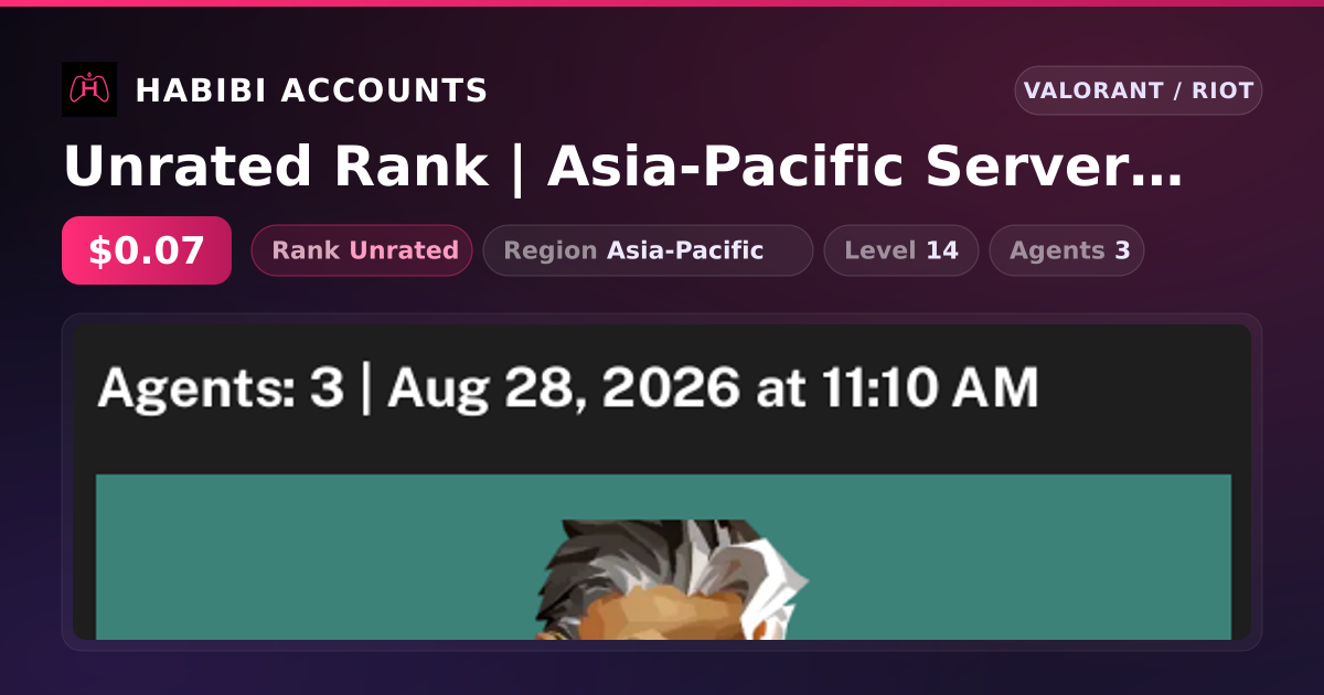 Unrated Rank | Asia-Pacific Server | Level 14 — HabibiAccounts