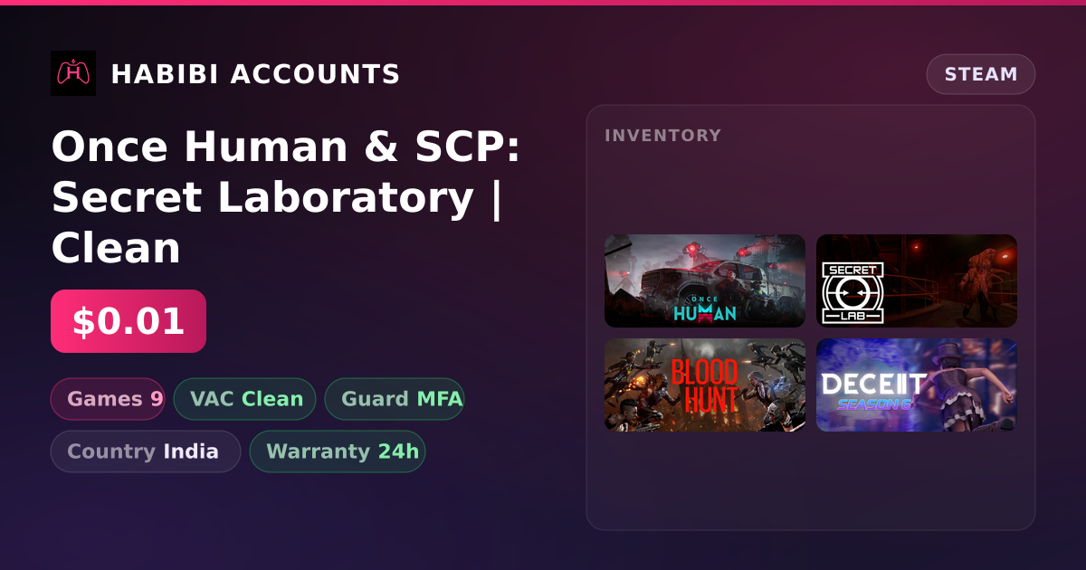 Once Human & SCP: Secret Laboratory | Clean — HabibiAccounts