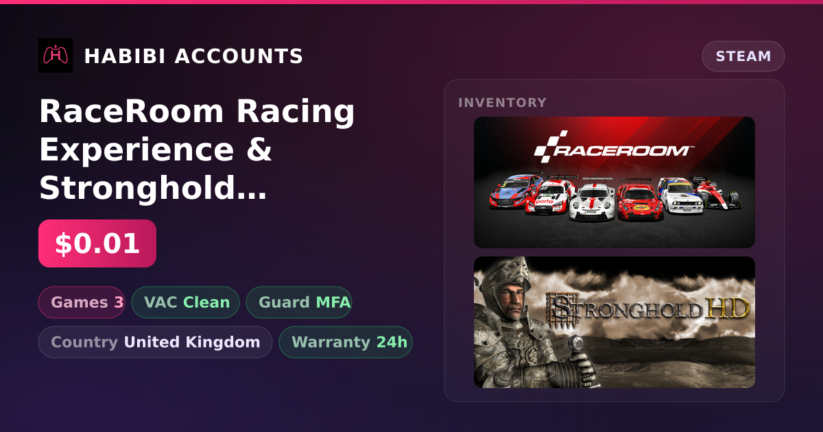 RaceRoom Racing Experience & Stronghold HD — HabibiAccounts