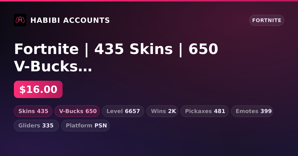 Fortnite | 435 Skins | 650 V-Bucks | Level 6657 | 2K Wins — HabibiAccounts