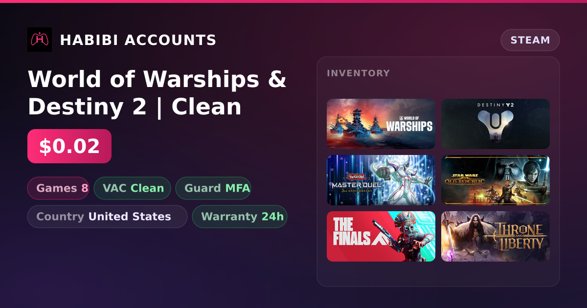 World of Warships & Destiny 2 | Clean — HabibiAccounts