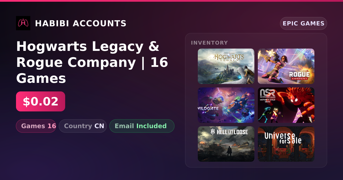 Hogwarts Legacy & Rogue Company | 16 Games — HabibiAccounts