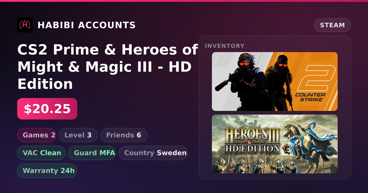 CS2 Prime & Heroes of Might & Magic III - HD Edition