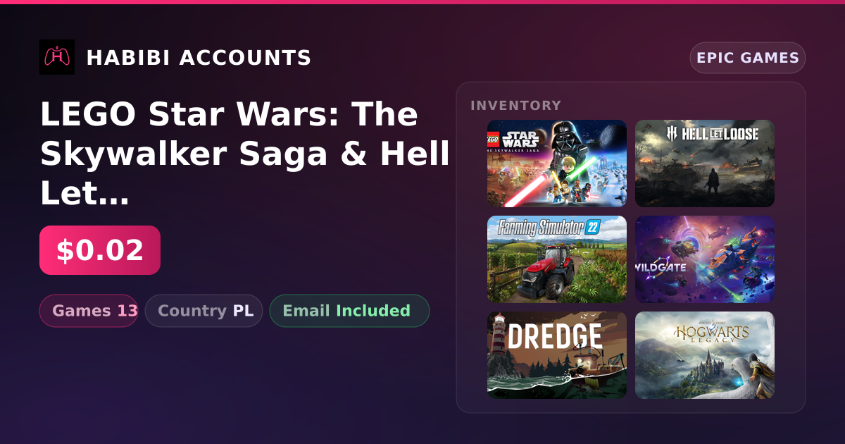 LEGO Star Wars: The Skywalker Saga & Hell Let Loose | 13 Games — HabibiAccounts
