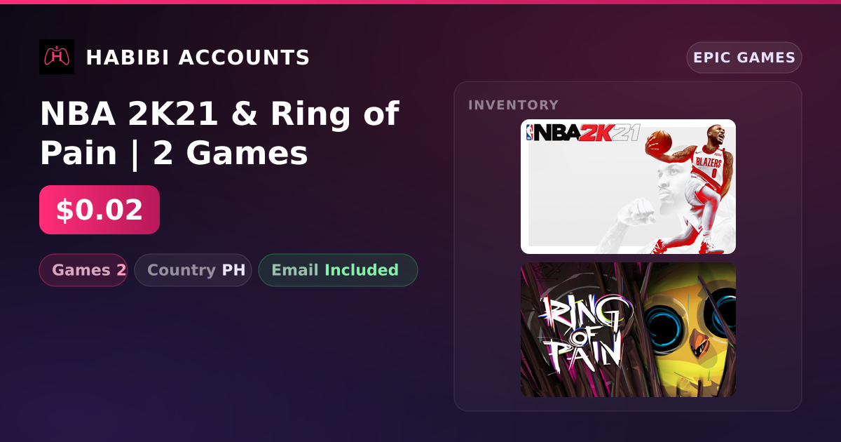 NBA 2K21 & Ring of Pain | 2 Games — HabibiAccounts