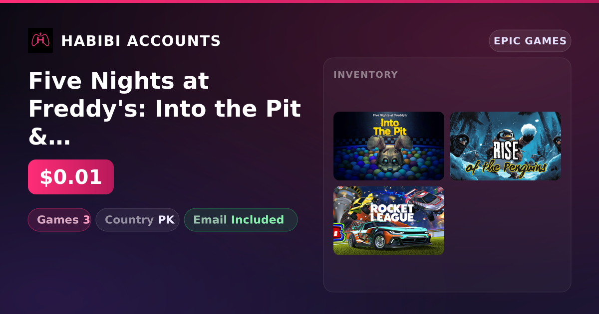 Five Nights at Freddy's: Into the Pit & Rise of the Penguins GB | 3 Games — HabibiAccounts