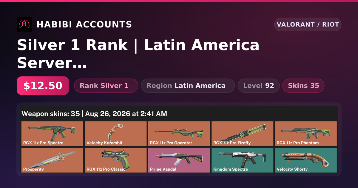 Silver 1 Rank | Latin America Server | 35 Skins | 3 Knives | Level 92 — HabibiAccounts