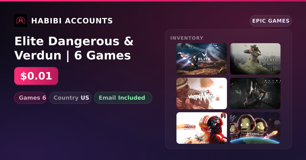 Elite Dangerous & Verdun | 6 Games — HabibiAccounts