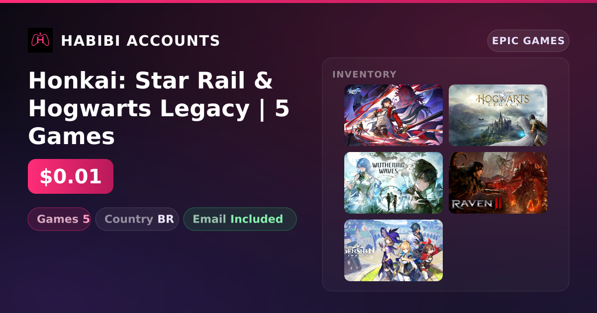 Honkai: Star Rail & Hogwarts Legacy | 5 Games — HabibiAccounts