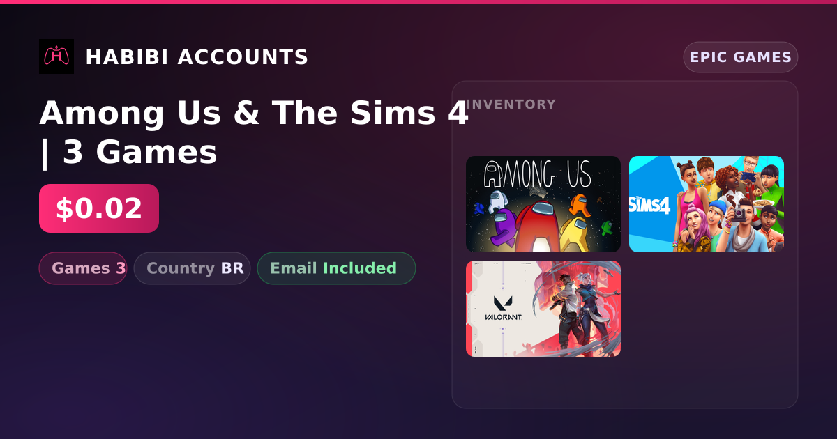 Among Us & The Sims 4 | 3 Games — HabibiAccounts