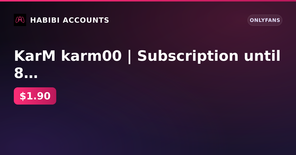 KarM karm00 | Subscription until 8 Sep 2026 | Firstmail | Balance 0 ₽ | 1 paid subscription | No KYC | No verification — HabibiAccounts
