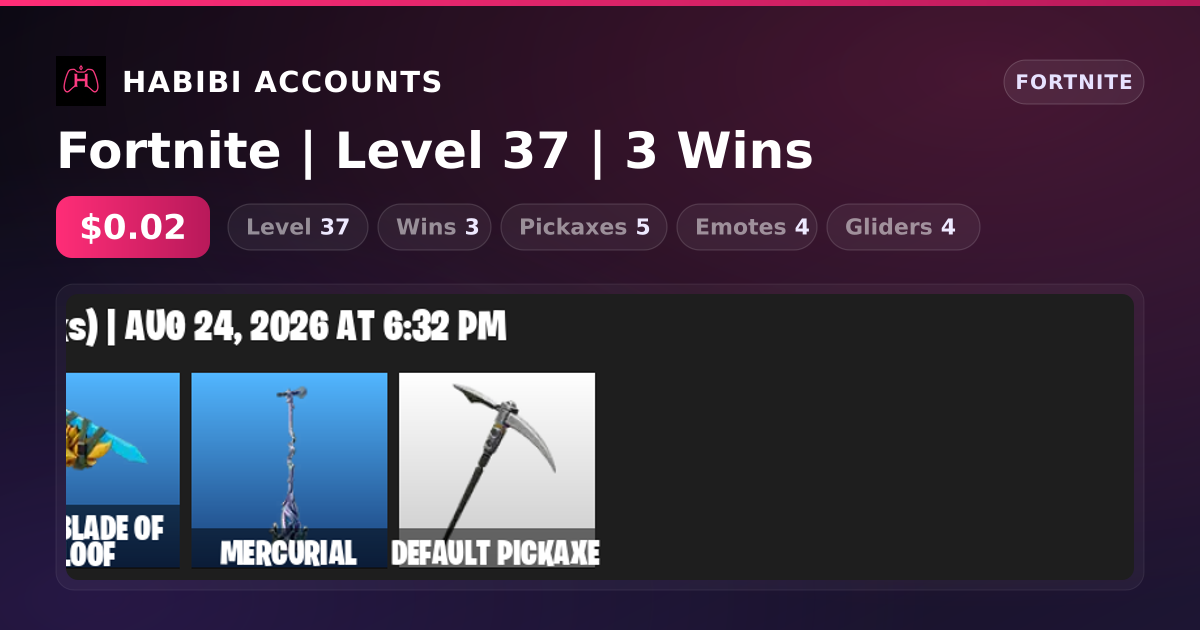 Fortnite | Level 37 | 3 Wins — HabibiAccounts