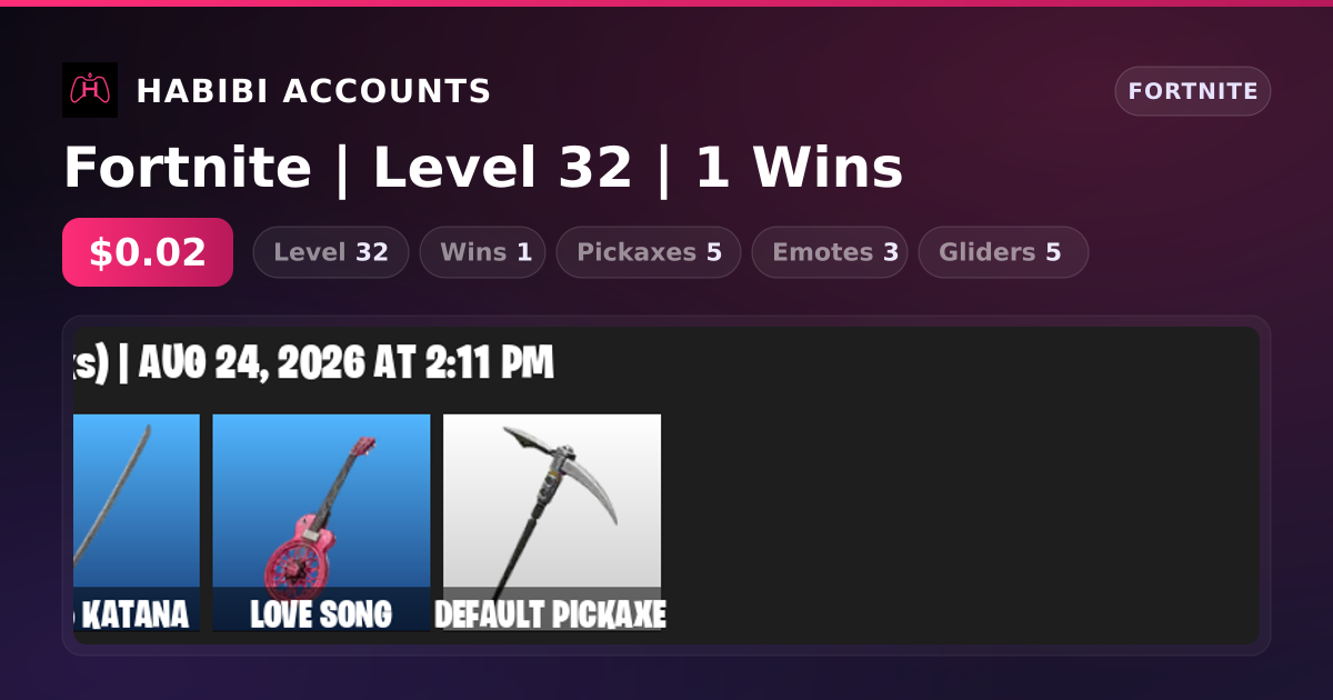 Fortnite | Level 32 | 1 Wins — HabibiAccounts