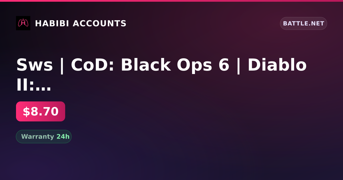 Sws | CoD: Black Ops 6 | Diablo II: Resurrected | Change BattleTag | Change of name | Inactive 61 days — HabibiAccounts