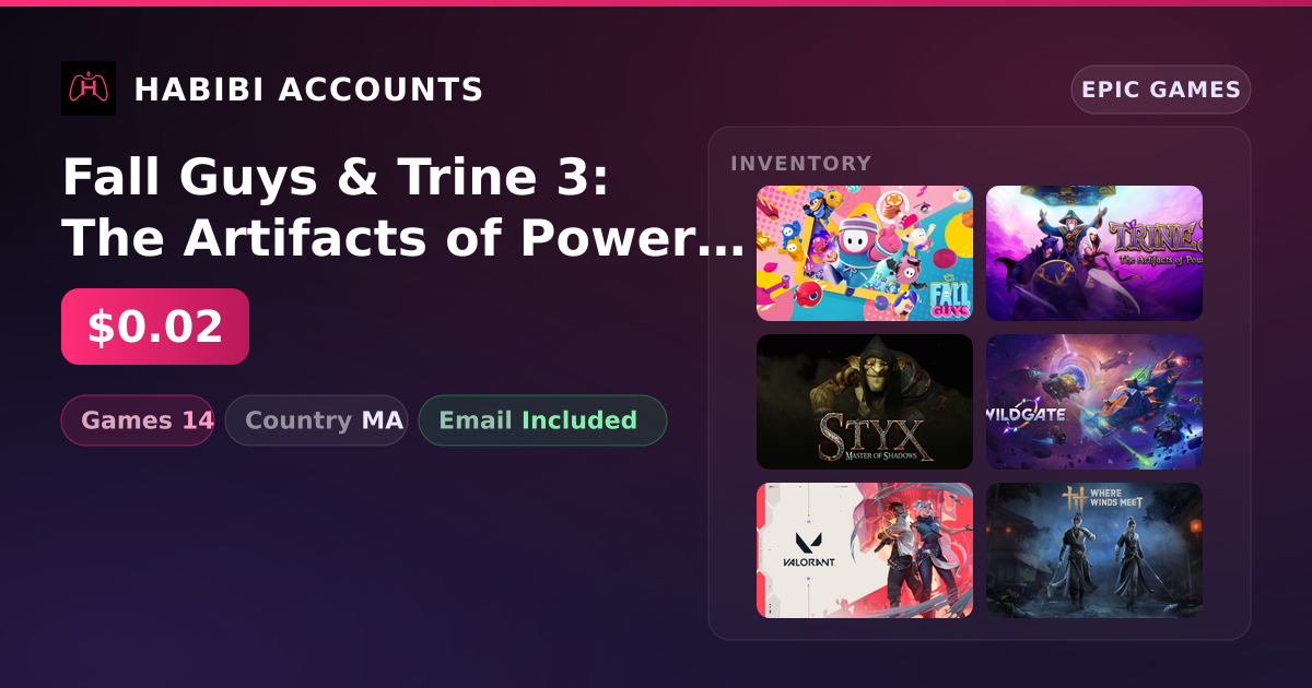 Fall Guys & Trine 3: The Artifacts of Power | 14 Games — HabibiAccounts