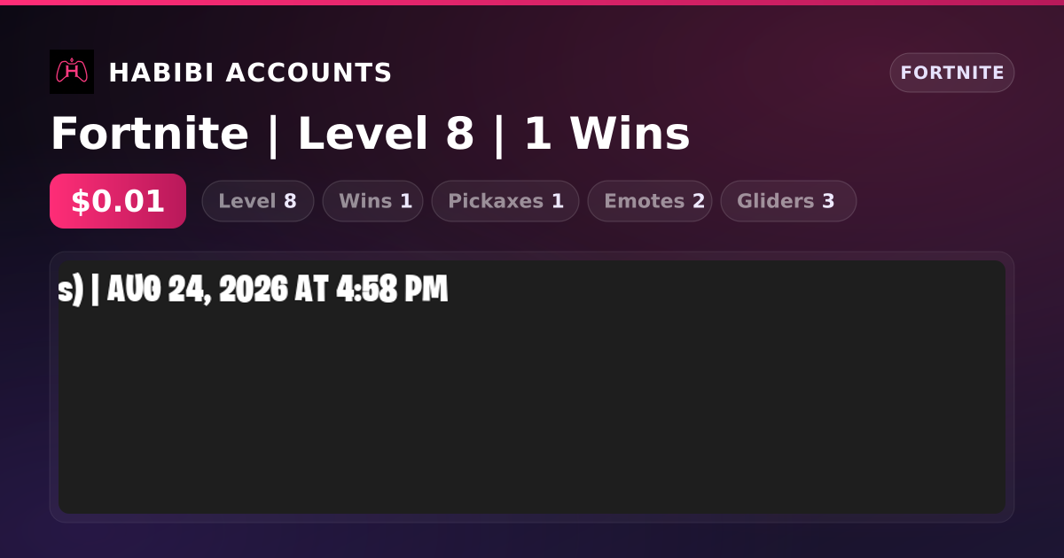 Fortnite | Level 8 | 1 Wins — HabibiAccounts