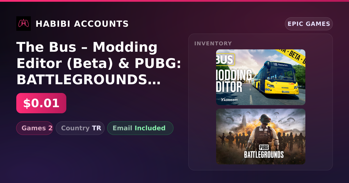 The Bus – Modding Editor (Beta) & PUBG: BATTLEGROUNDS | 2 Games — HabibiAccounts