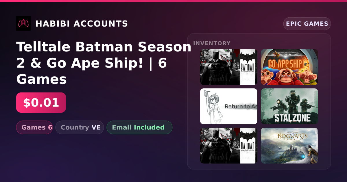 Telltale Batman Season 2 & Go Ape Ship! | 6 Games — HabibiAccounts