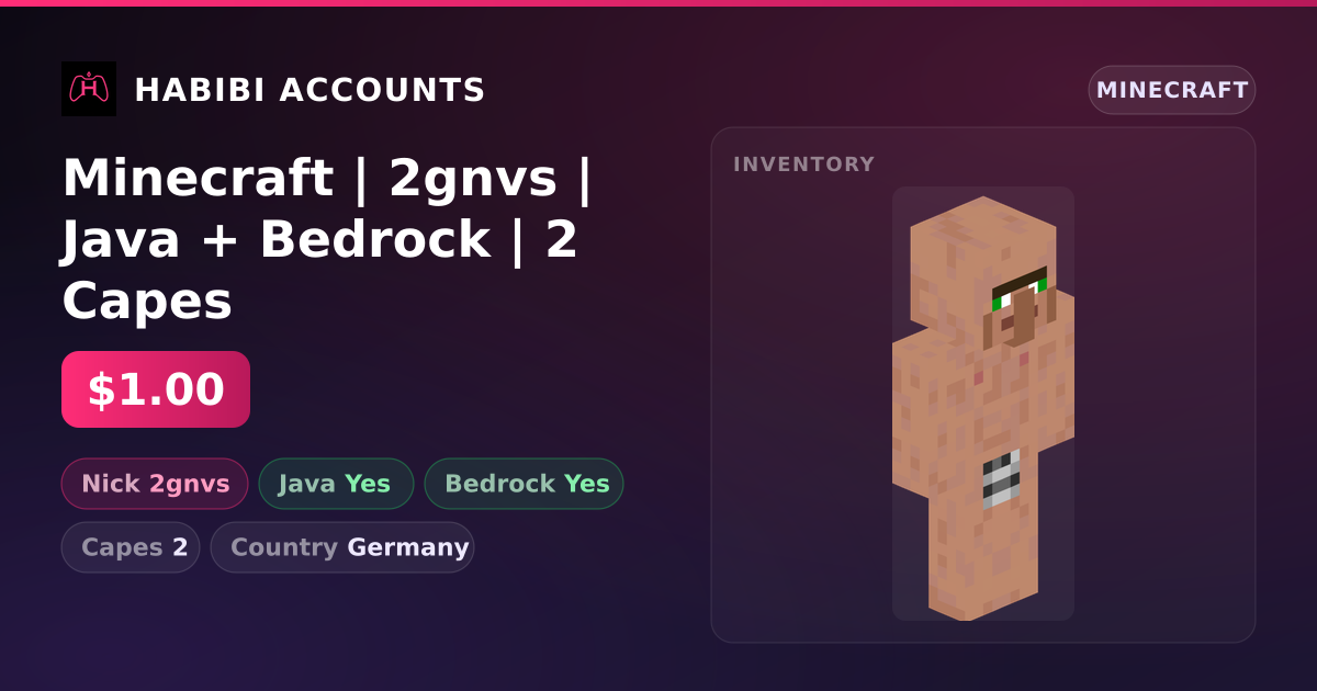 Minecraft | 2gnvs | Java + Bedrock | 2 Capes — HabibiAccounts